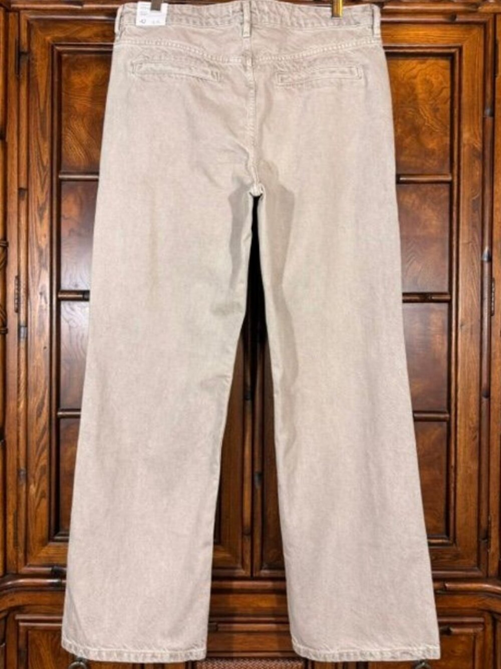 Mango Tan Straight Leg Front Seamed Mid Rise 100% Cotton Jean - Picture 9 of 14